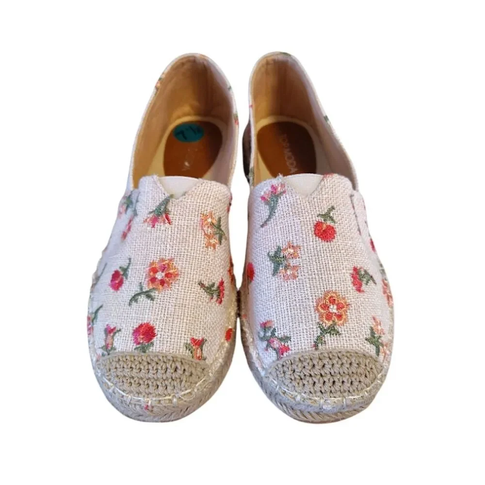 Top Moda Chaya Woven Pink Floral Slip On Espadrilles‎ Shoes SZ 7.5 NWOT